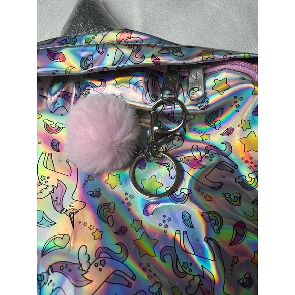 Ombu Girl's Unicorn Rainbow Stars Backpack Iridescent Fabric - Picture 4 of 8